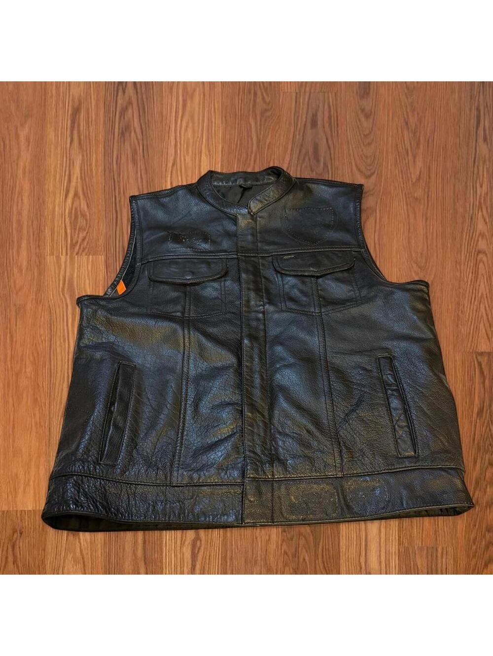 Milwaukee Leather Mens Size L Black Genuine Leather Vest Biker Motorcycle Vest